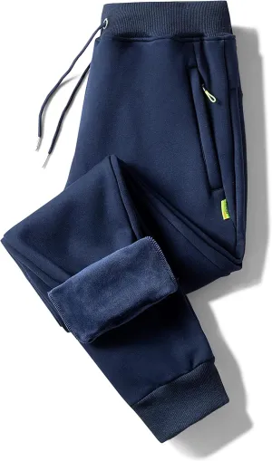 Kissonic Men's Warm Lined Athletic Sweatpants Jogger Fleece Pants Winter Track Pants