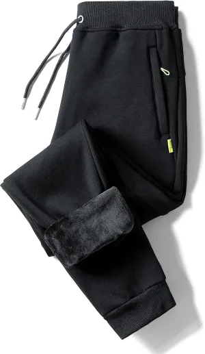 Kissonic Men's Warm Lined Athletic Sweatpants Jogger Fleece Pants Winter Track Pants