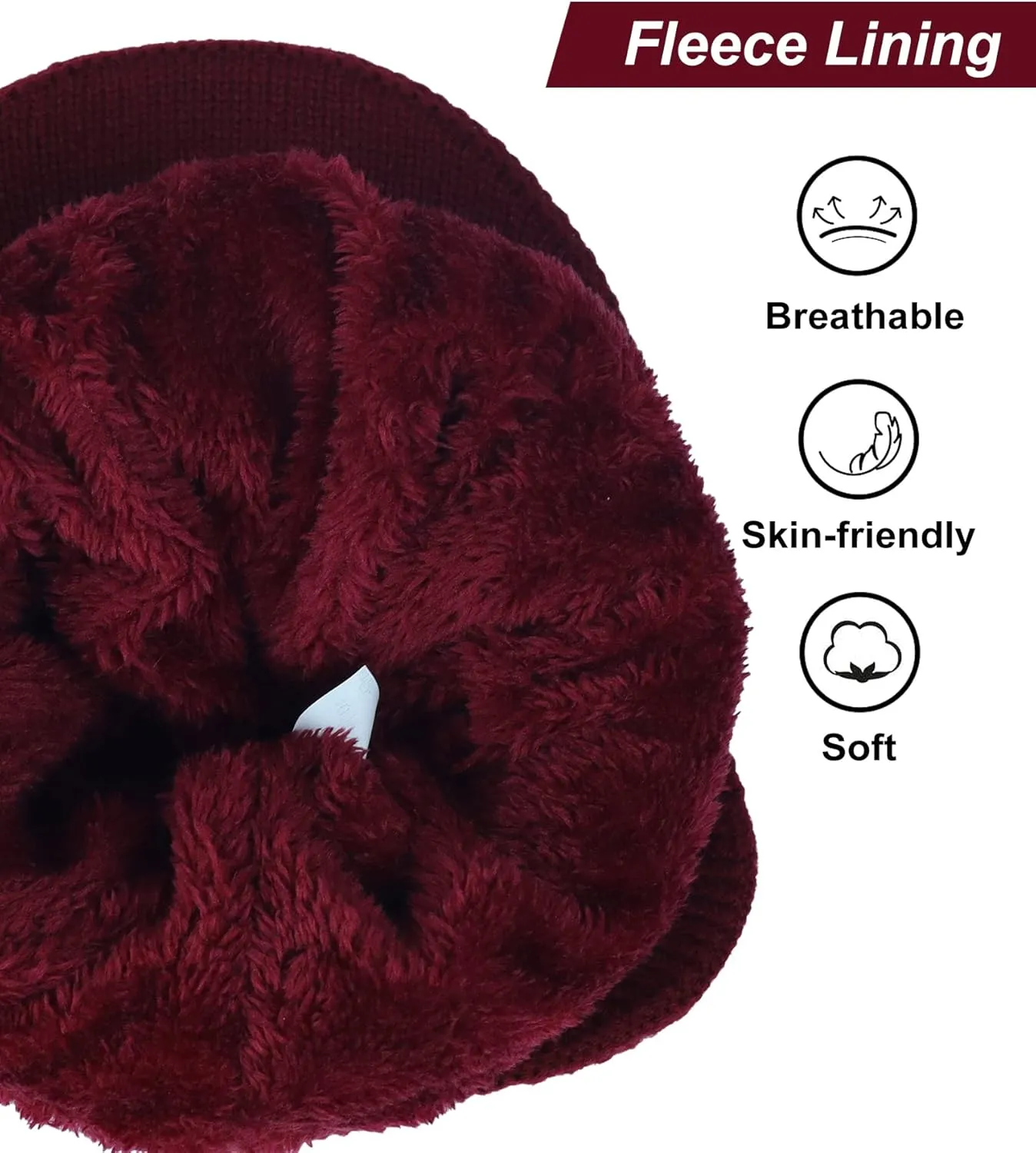 Koreshion Men's Winter Visor Beanie Hat with Earflaps Knit Baseball Cap with Brim Ski Hat Warm Fleece Lined Hunting Hat