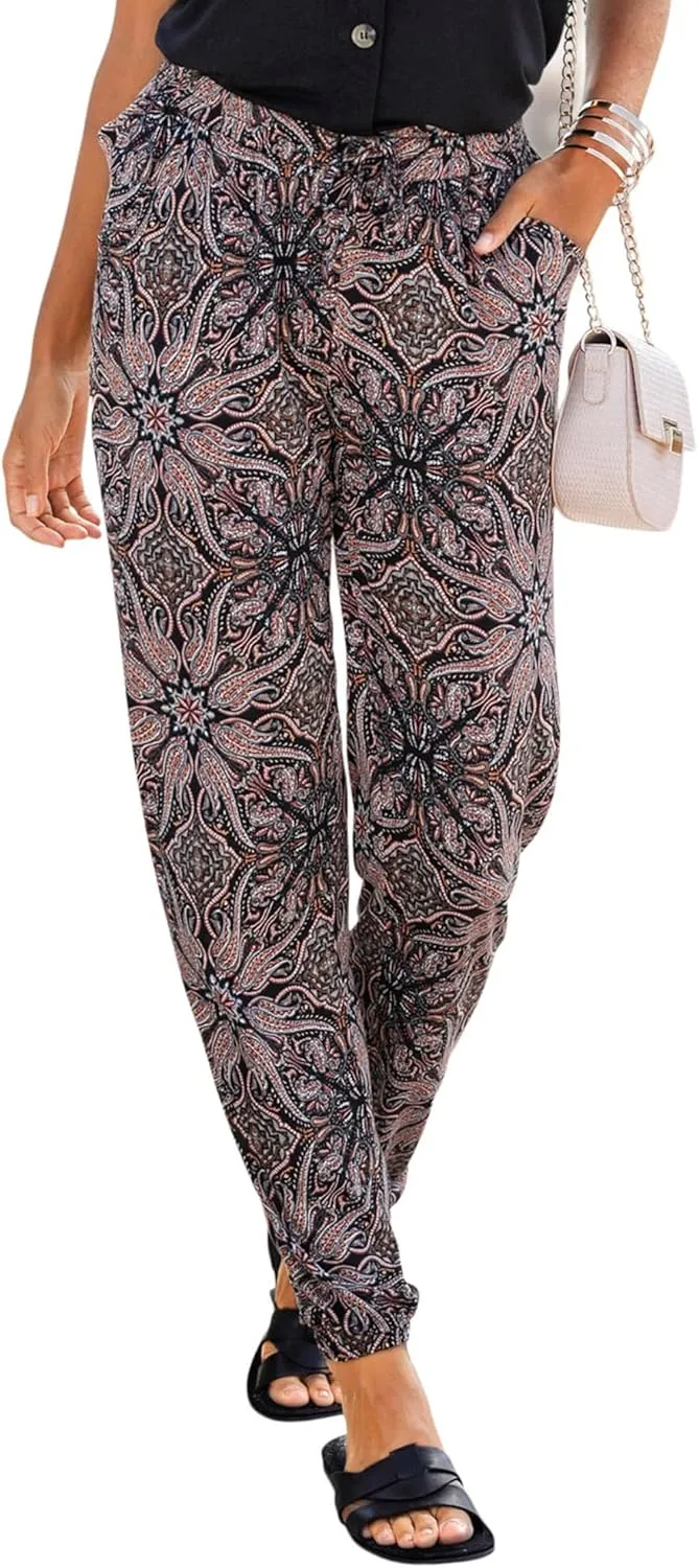 LASCANA Women's Smocked Elastic Hem Pants