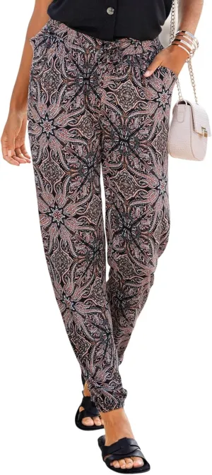 LASCANA Women's Smocked Elastic Hem Pants