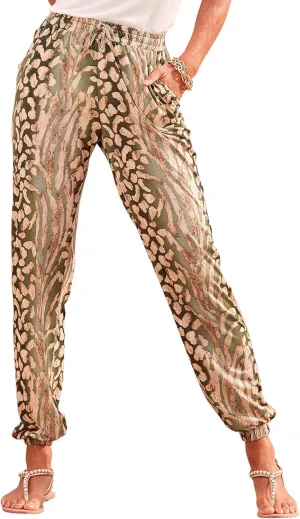 LASCANA Women's Smocked Elastic Hem Pants