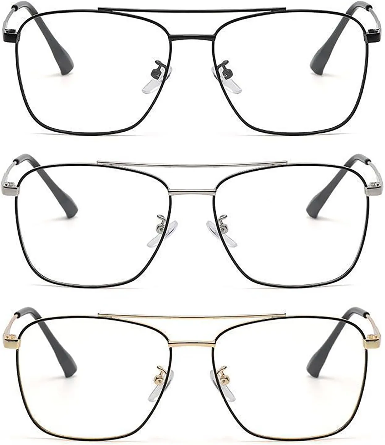 laureles 3Pack Mix Reading Glasses Men Metal Double Bridge Blue Light Blocking Readers Women Computer Eyewear L15