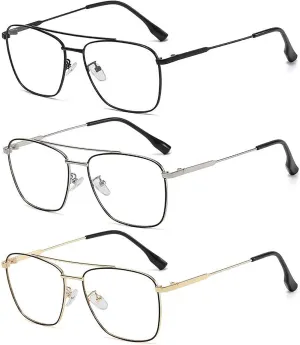 laureles 3Pack Mix Reading Glasses Men Metal Double Bridge Blue Light Blocking Readers Women Computer Eyewear L15