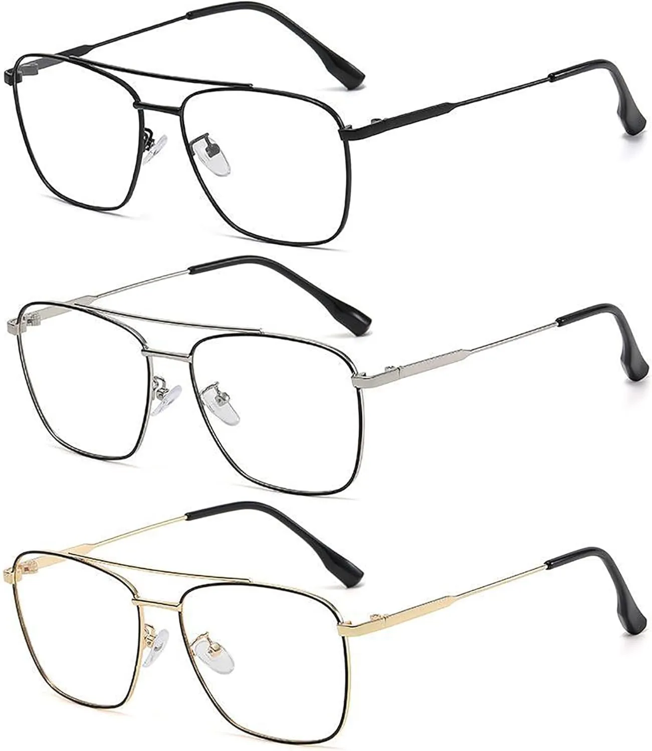 laureles 3Pack Mix Reading Glasses Men Metal Double Bridge Blue Light Blocking Readers Women Computer Eyewear L15