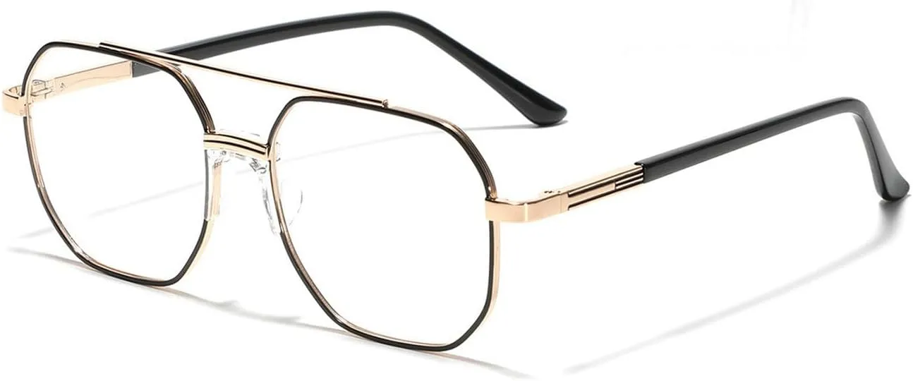 laureles Metal Frame Blue Light Blocking Reading Glasses Men's Double Bridge Computer Square Readers L15