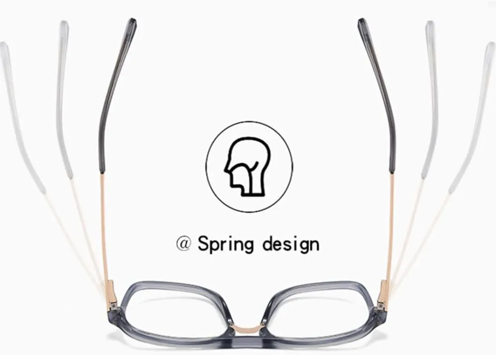 Light glasses for men male half metal square glasses frame women clear lens spring hinge