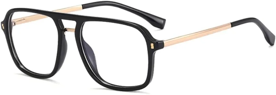 Light glasses for men male half metal square glasses frame women clear lens spring hinge