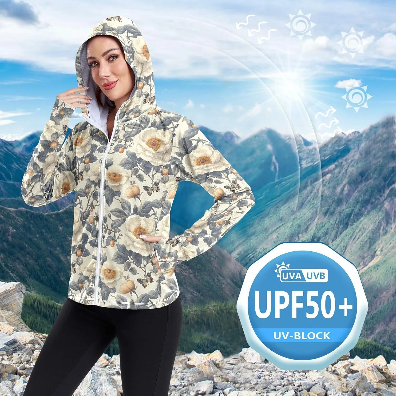 Lightweight Hoodie with Pockets Camping T-Shirt UPF 50  Protection Comfort Sweatshirt Hiking Outdoor Performance