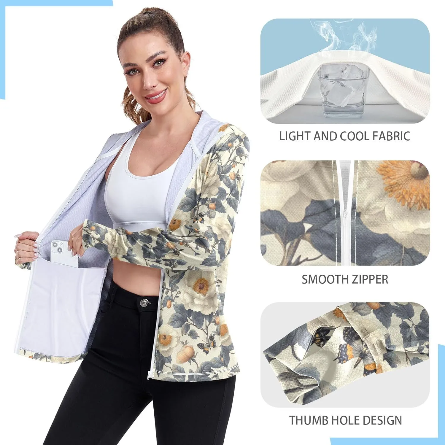 Lightweight Hoodie with Pockets Camping T-Shirt UPF 50  Protection Comfort Sweatshirt Hiking Outdoor Performance