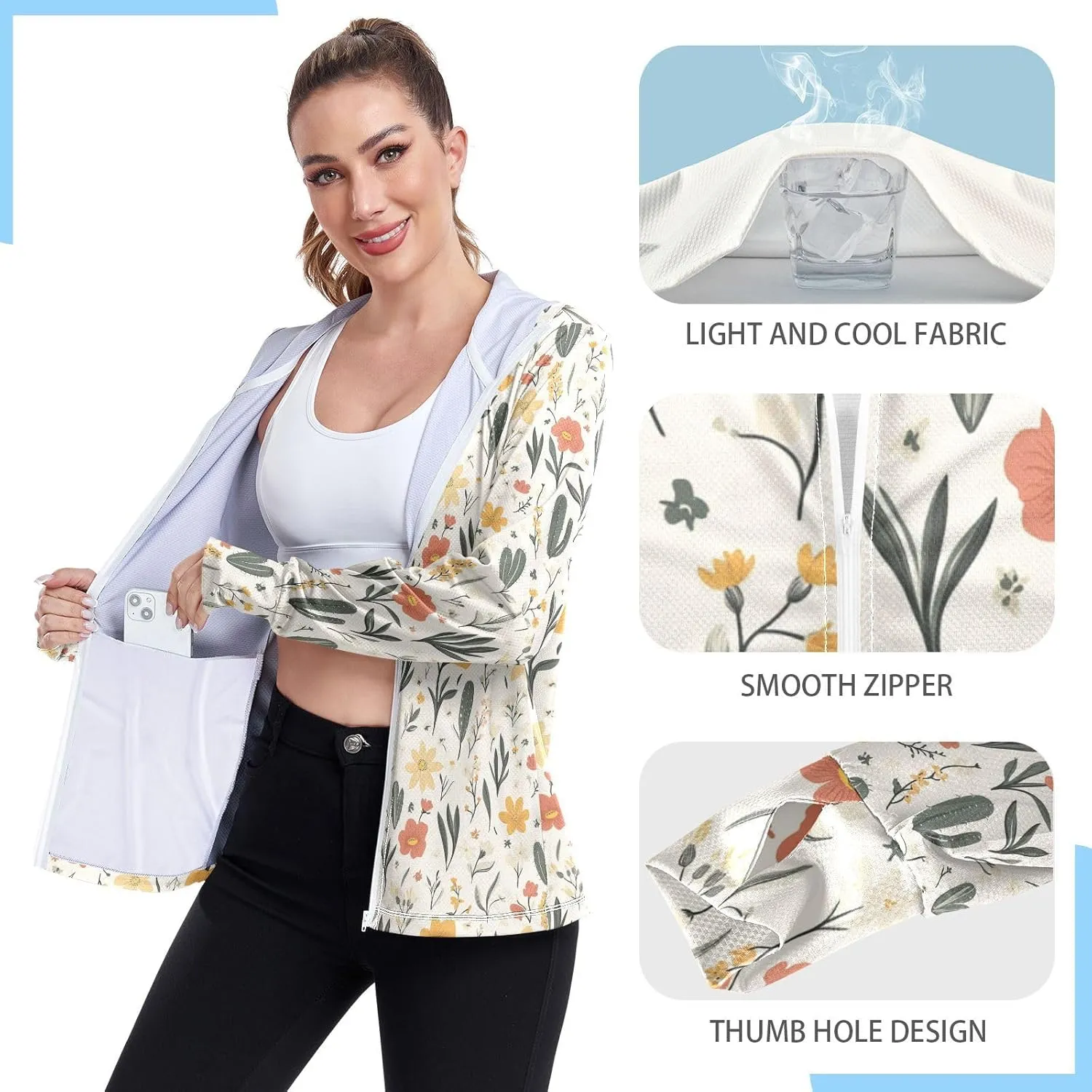 Lightweight Hoodie with Pockets Workout Shirts UPF 50  Protection Athletic Jacket Hiking Outdoor Performance