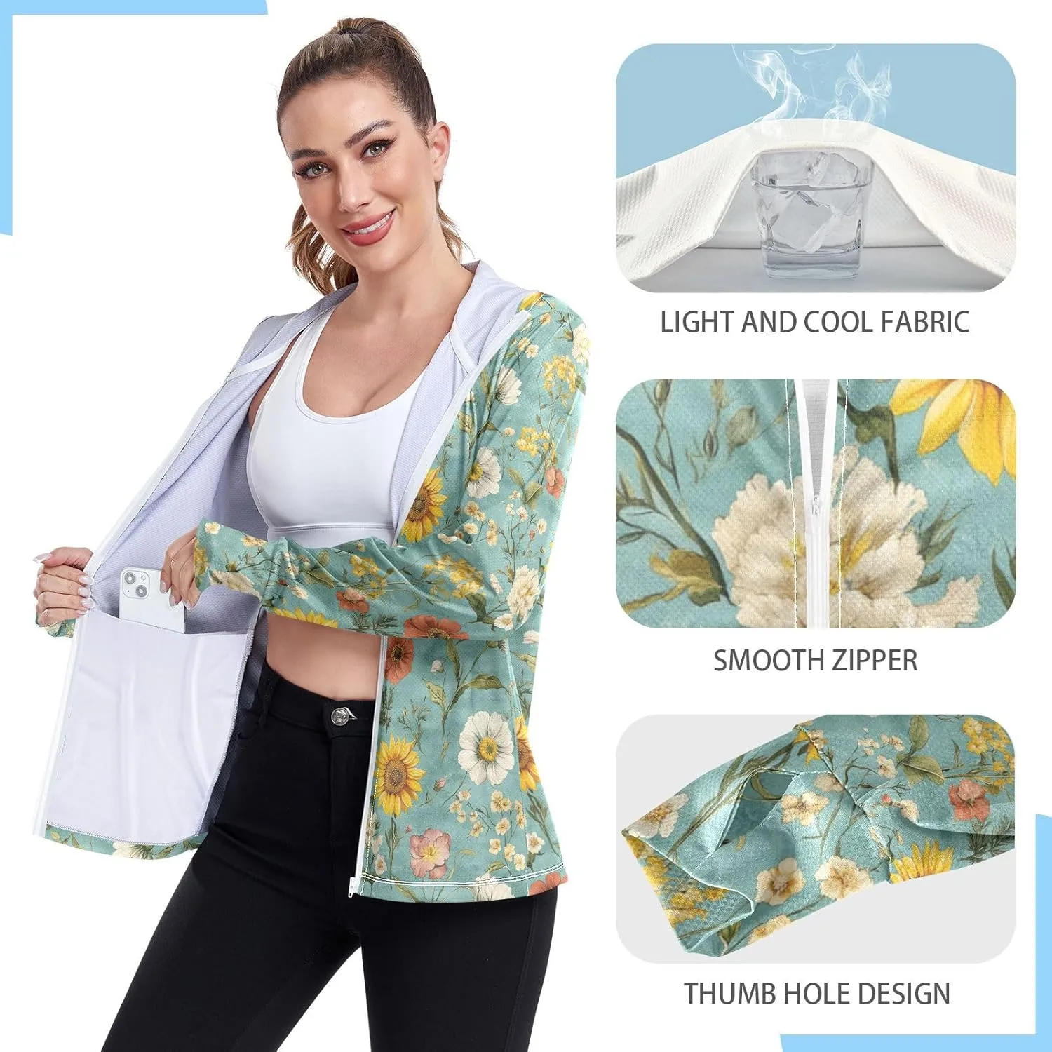 Lightweight Hoodie with Pockets Workout Shirts UPF 50  Protection Athletic Jacket Hiking Outdoor Performance