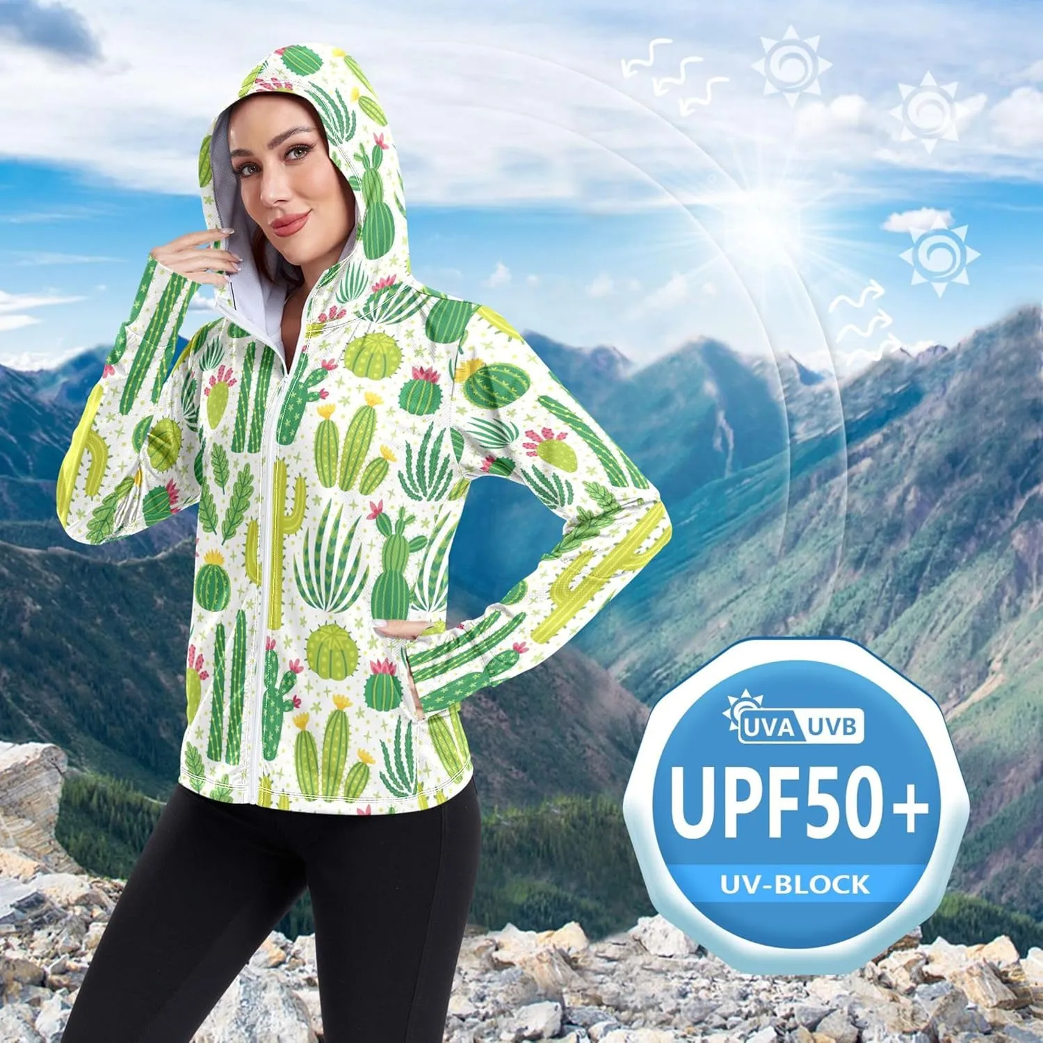 linqin Essentials Hoodie Long Sleeve Sun Shirt UPF 50  Protection Women's Sweatshirt Women Jacket