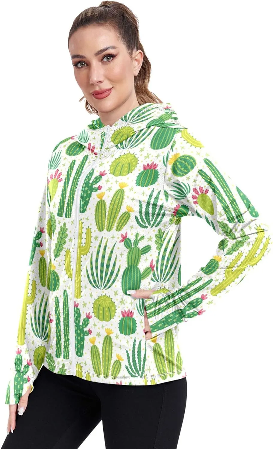 linqin Essentials Hoodie Long Sleeve Sun Shirt UPF 50  Protection Women's Sweatshirt Women Jacket