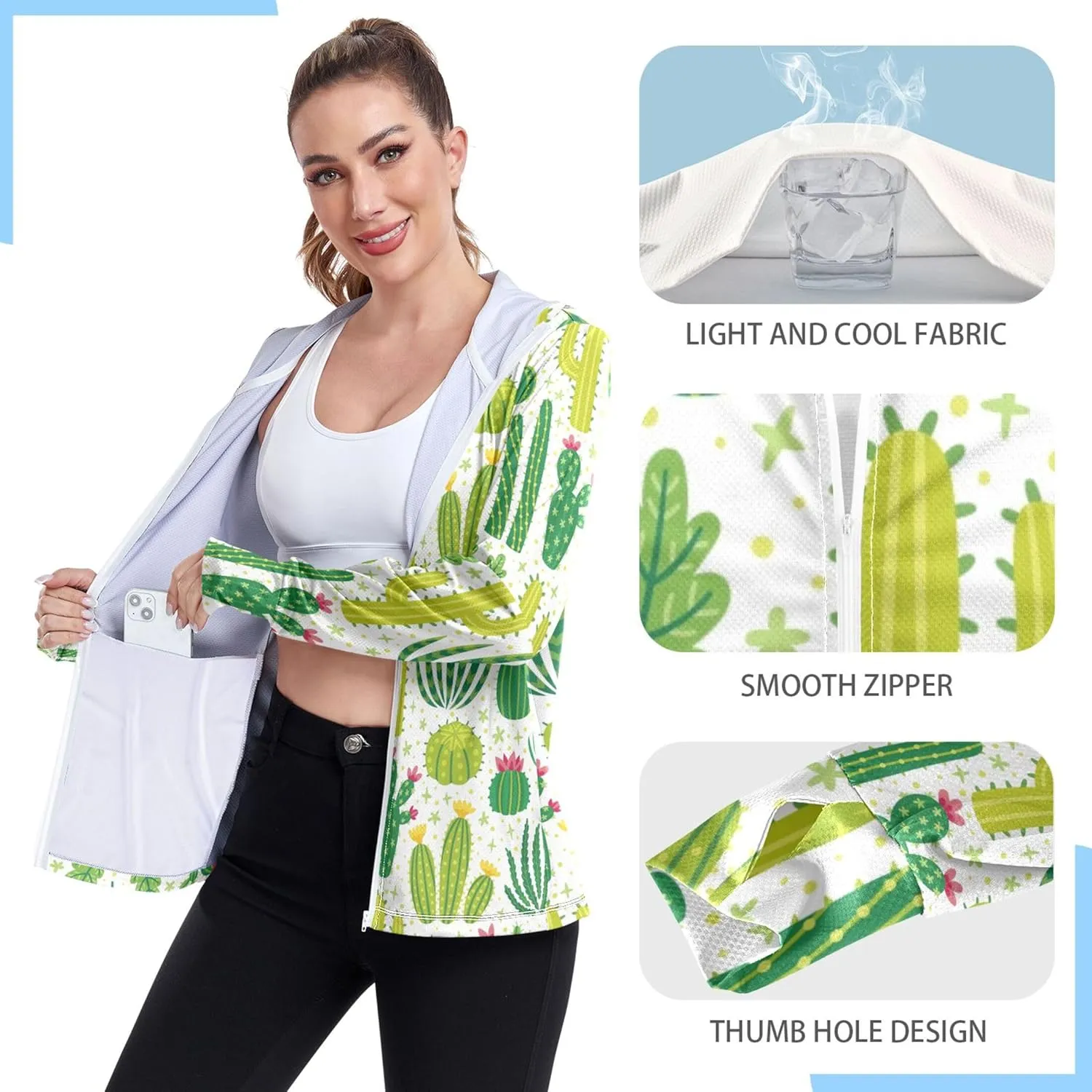 linqin Essentials Hoodie Long Sleeve Sun Shirt UPF 50  Protection Women's Sweatshirt Women Jacket