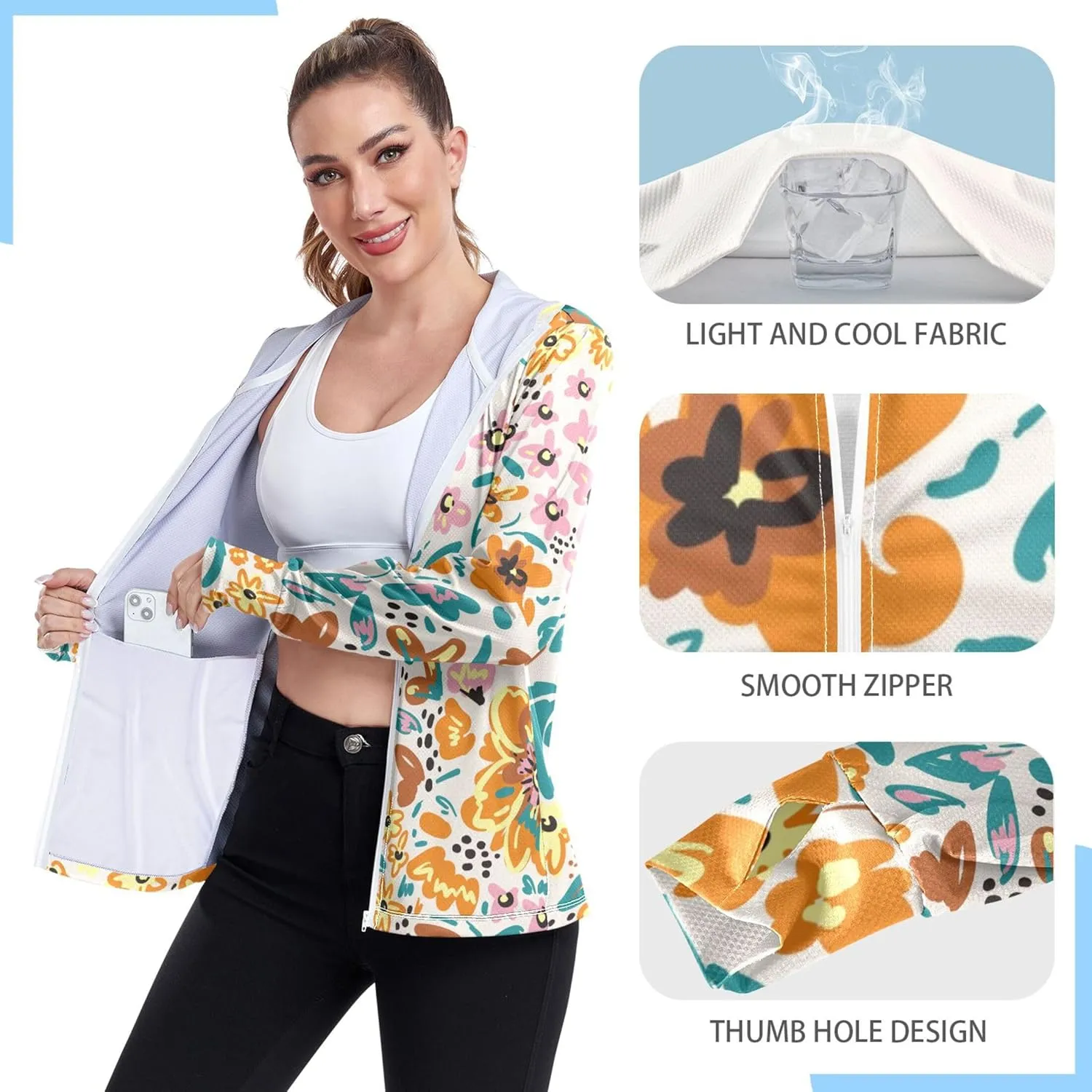 linqin Gym Hoodie Quick Dry Workout Shirts Quick Dry UPF 50  Protection Sweatshirt For Women Trendy Athletic Jacket