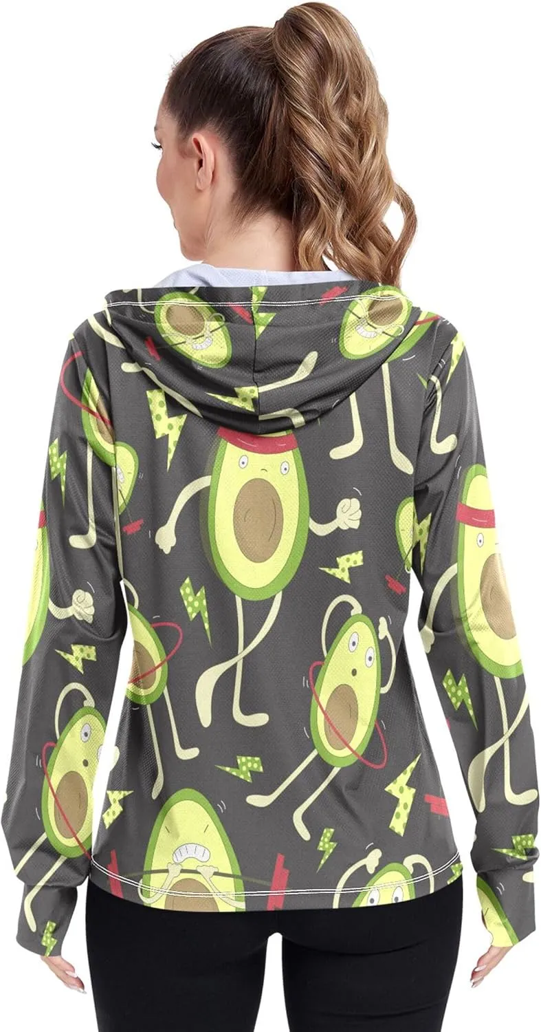 linqin Hoodies Women Full Zip Cooling Shirt UPF 50  Protection Light Sweatshirt Athletic Jacket
