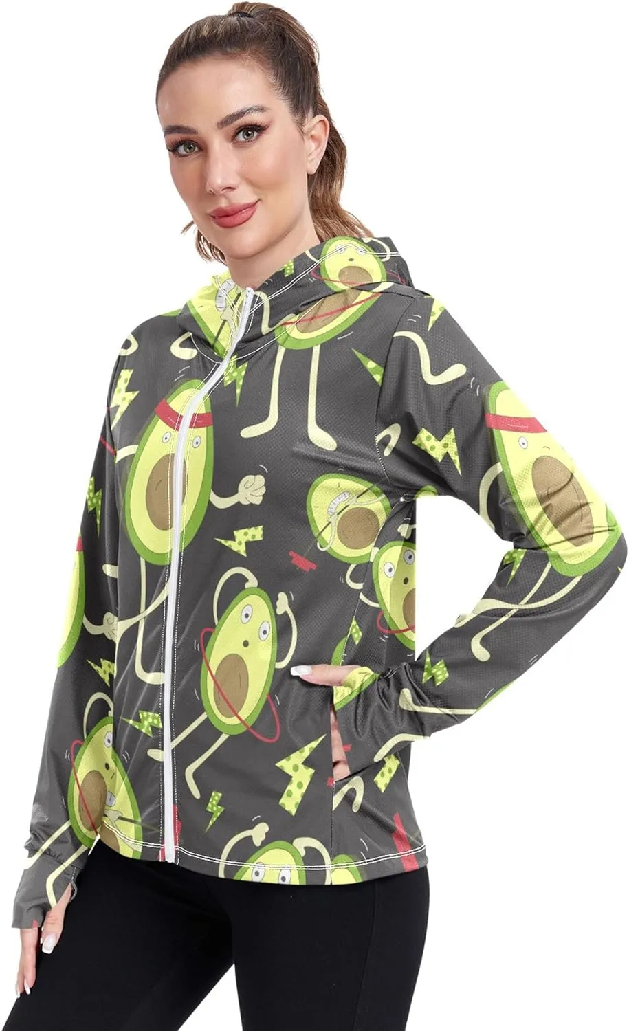 linqin Hoodies Women Full Zip Cooling Shirt UPF 50  Protection Light Sweatshirt Athletic Jacket