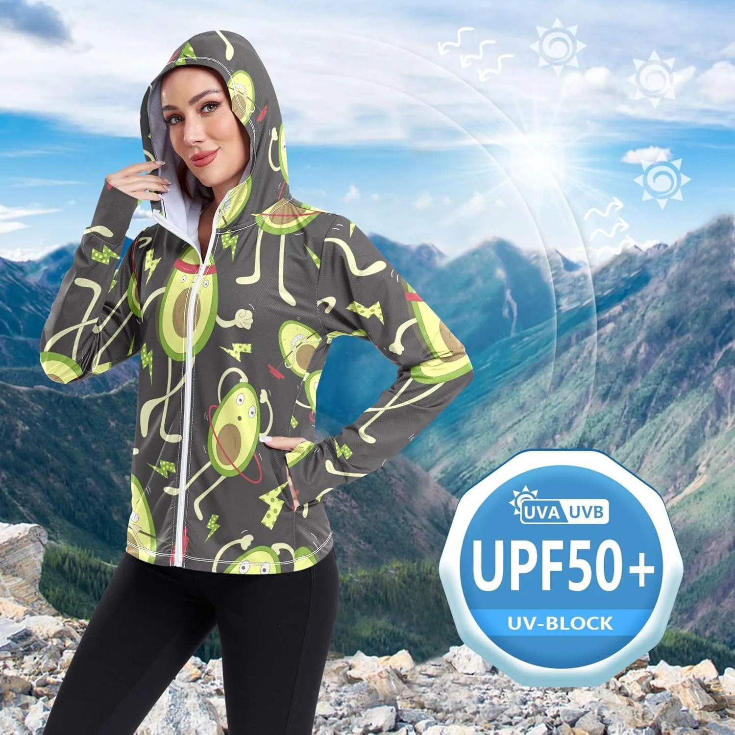 linqin Hoodies Women Full Zip Cooling Shirt UPF 50  Protection Light Sweatshirt Athletic Jacket