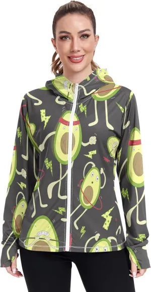 linqin Hoodies Women Full Zip Cooling Shirt UPF 50  Protection Light Sweatshirt Athletic Jacket