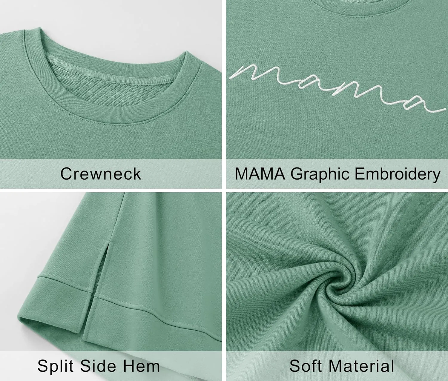 LOMON Long Sleeve Mama Shirts for Women Crewneck Oversized Tshirts Split Side Graphic Tees Fall Pullover Tops