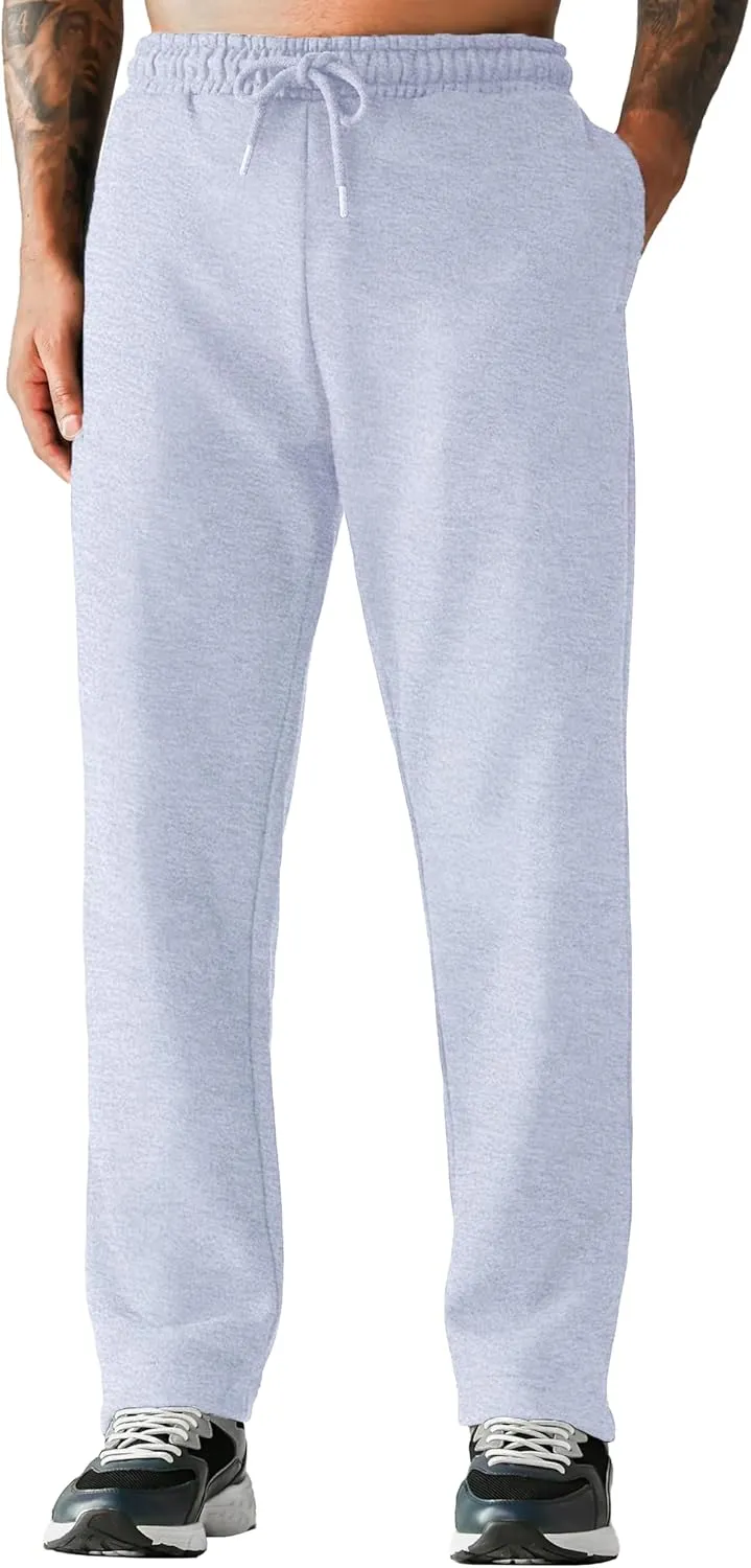 Love My Fashions® Mens Sweatpants with Pockets Open Bottom Fleece Joggers Drawstring Athletic Pants for Running Yoga Workout