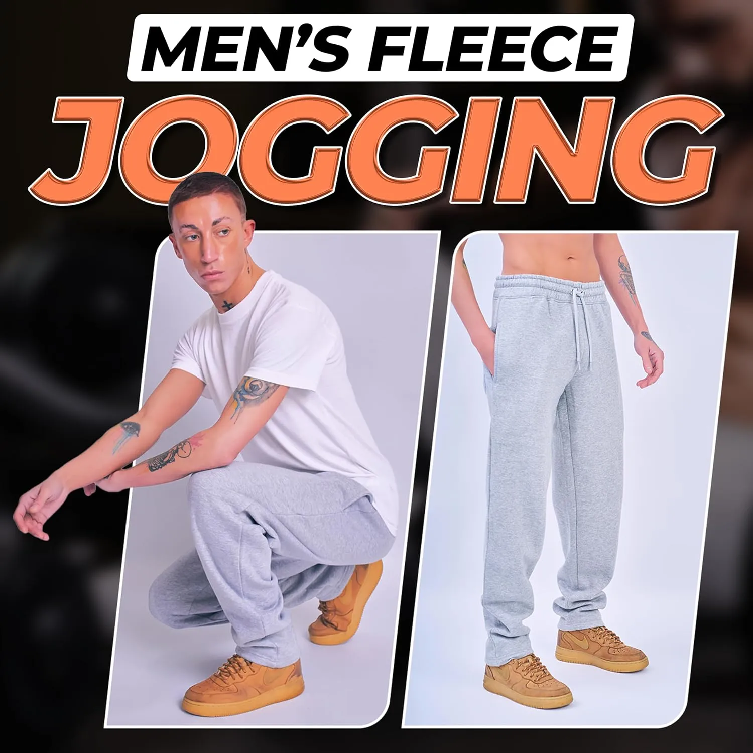 Love My Fashions® Mens Sweatpants with Pockets Open Bottom Fleece Joggers Drawstring Athletic Pants for Running Yoga Workout