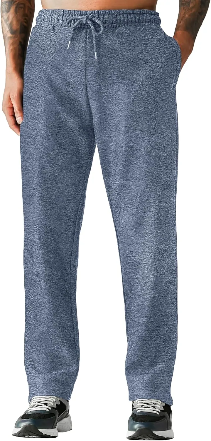 Love My Fashions® Mens Sweatpants with Pockets Open Bottom Fleece Joggers Drawstring Athletic Pants for Running Yoga Workout