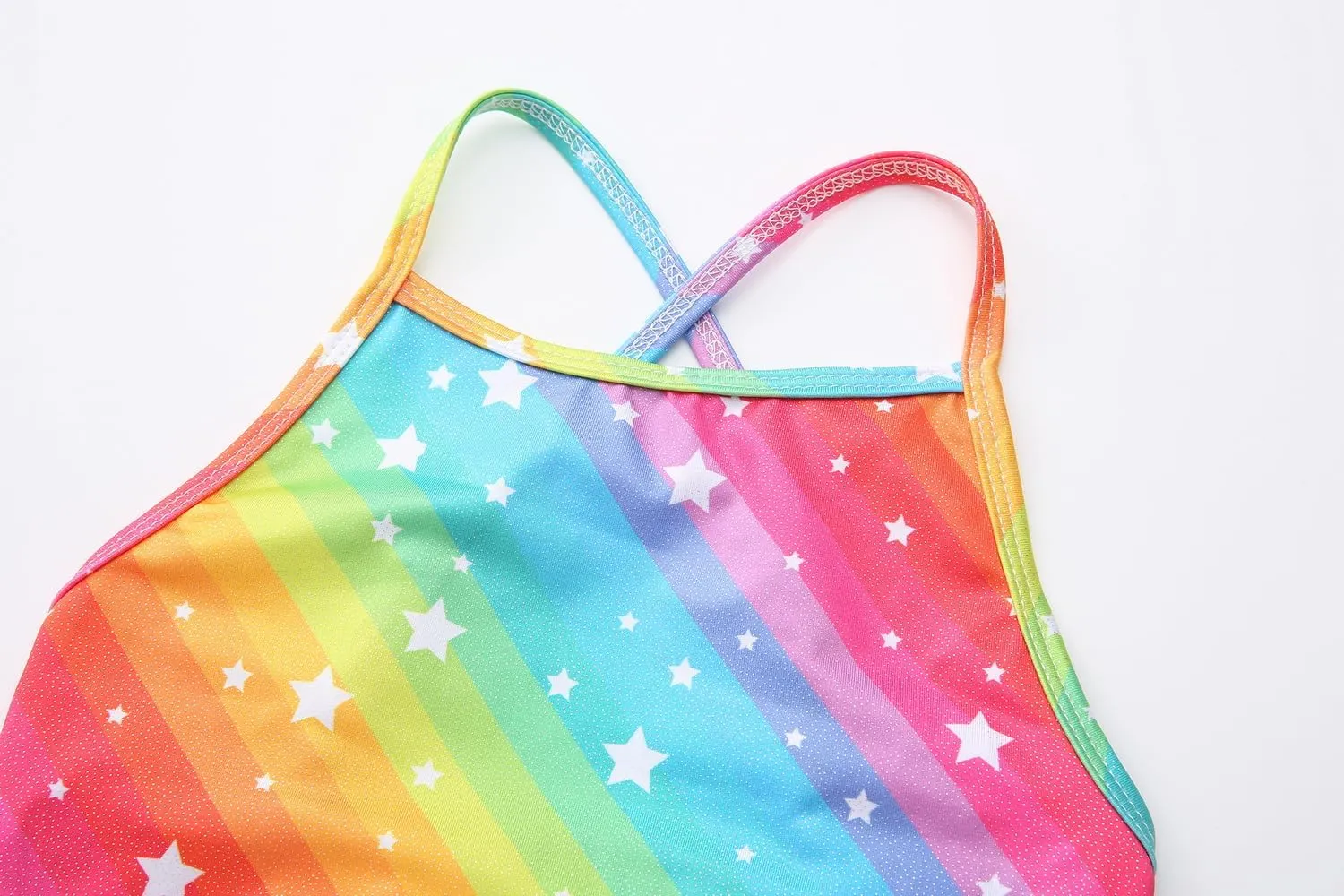 LUOUSE Girls Sparkle Swimsuits Quick Dry Crossback One Piece Beach Swimwear Bathing Suit with Adjustable Strap 4-9 Years