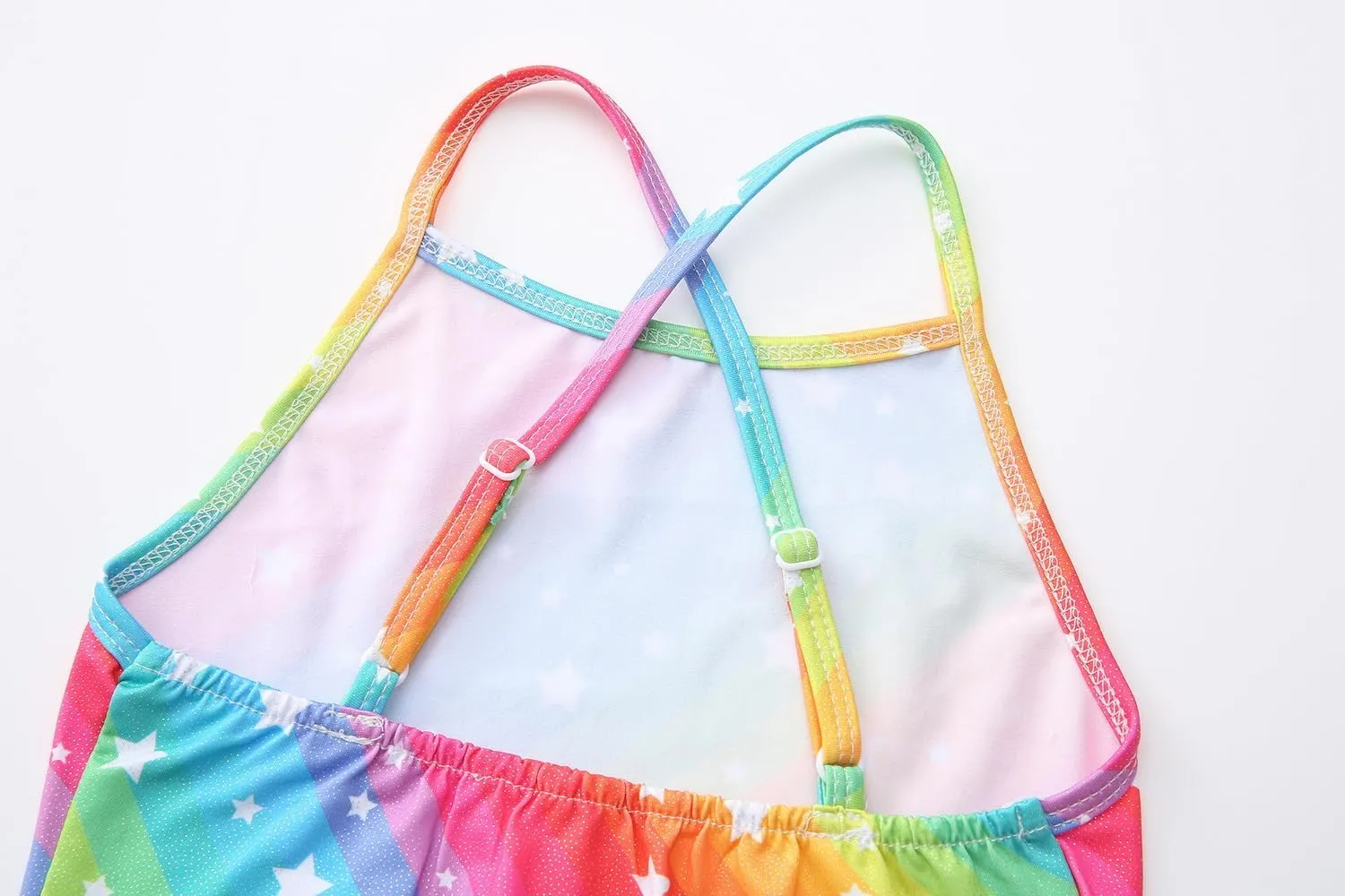 LUOUSE Girls Sparkle Swimsuits Quick Dry Crossback One Piece Beach Swimwear Bathing Suit with Adjustable Strap 4-9 Years
