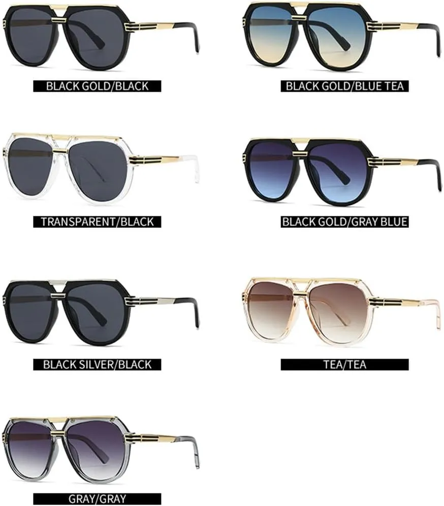 Luxury Oversized Round Sunglasses For Women Men Fashion Double Bridge Sun Glasses Shades UV400 Eyeglasses