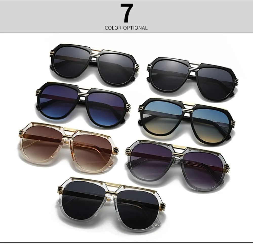 Luxury Oversized Round Sunglasses For Women Men Fashion Double Bridge Sun Glasses Shades UV400 Eyeglasses