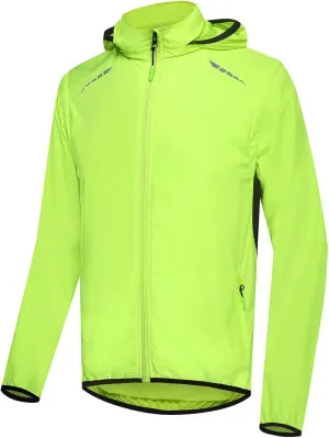 Men Breathable Running Jacket，Full-Length Zipper Lightweight ReflectiveWindbreaker Hoodie