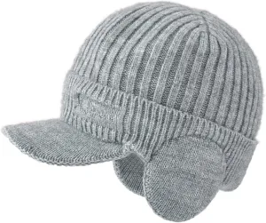 Men Earmuffs Ski Cycling Hat Warm Chunky Cable Knitted Hats Autumn and Winter Windproof Thickened Hat