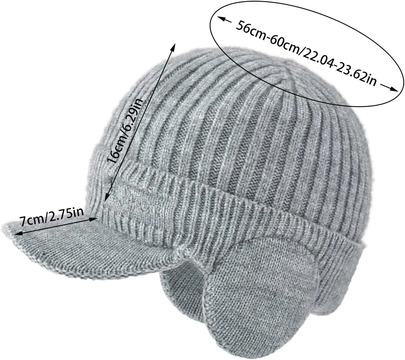 Men Earmuffs Ski Cycling Hat Warm Chunky Cable Knitted Hats Autumn and Winter Windproof Thickened Hat