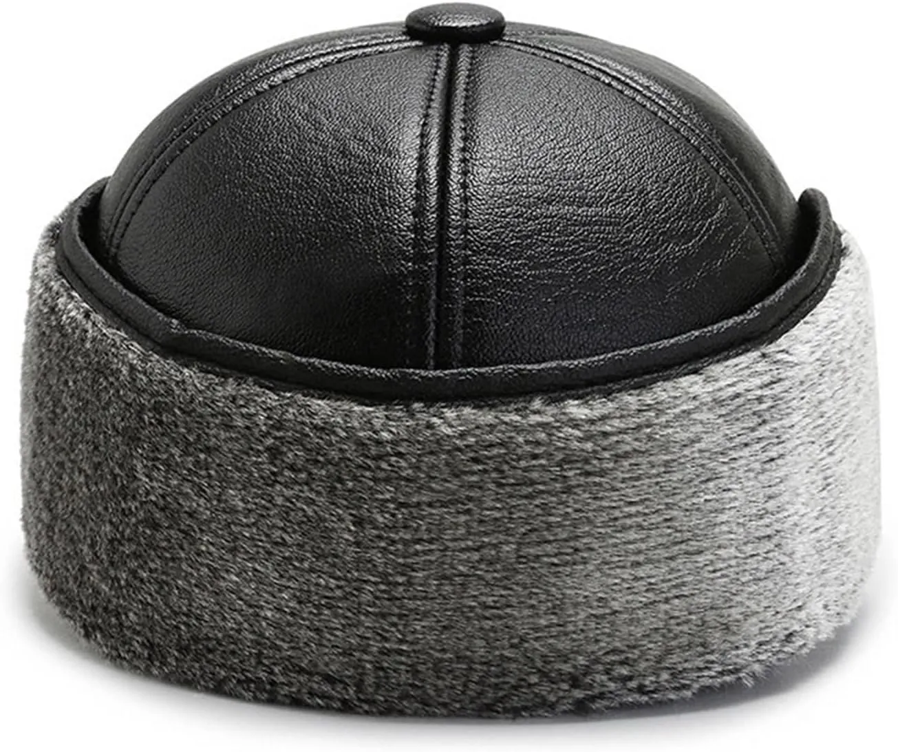 Men PU Leather Fleece Lined Baseball Cap Casual Windproof Thermal Hat Winter Earmuffs Ski Cycling Hat