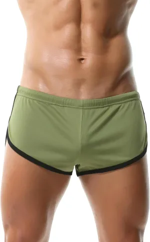 Men's Athletic Short Split Side Booty Short Bottoms for Running Gym Workout with Pouch