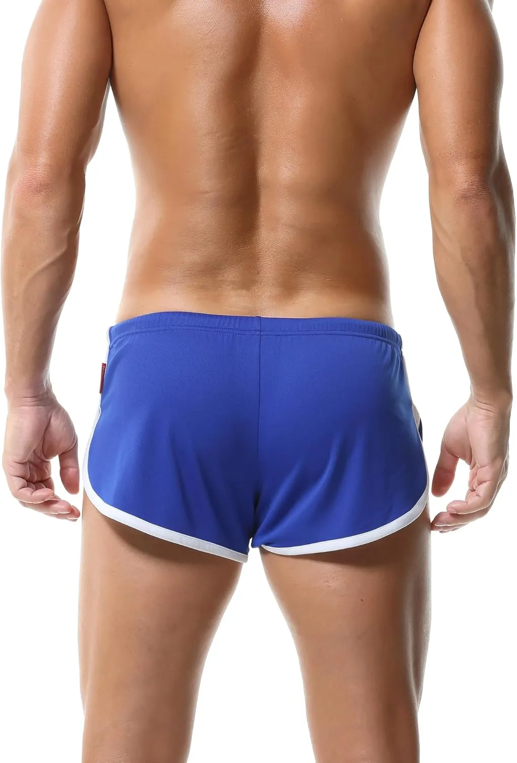 Men's Athletic Short Split Side Booty Short Bottoms for Running Gym Workout with Pouch