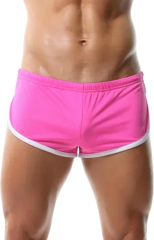 Men's Athletic Short Split Side Booty Short Bottoms for Running Gym Workout with Pouch