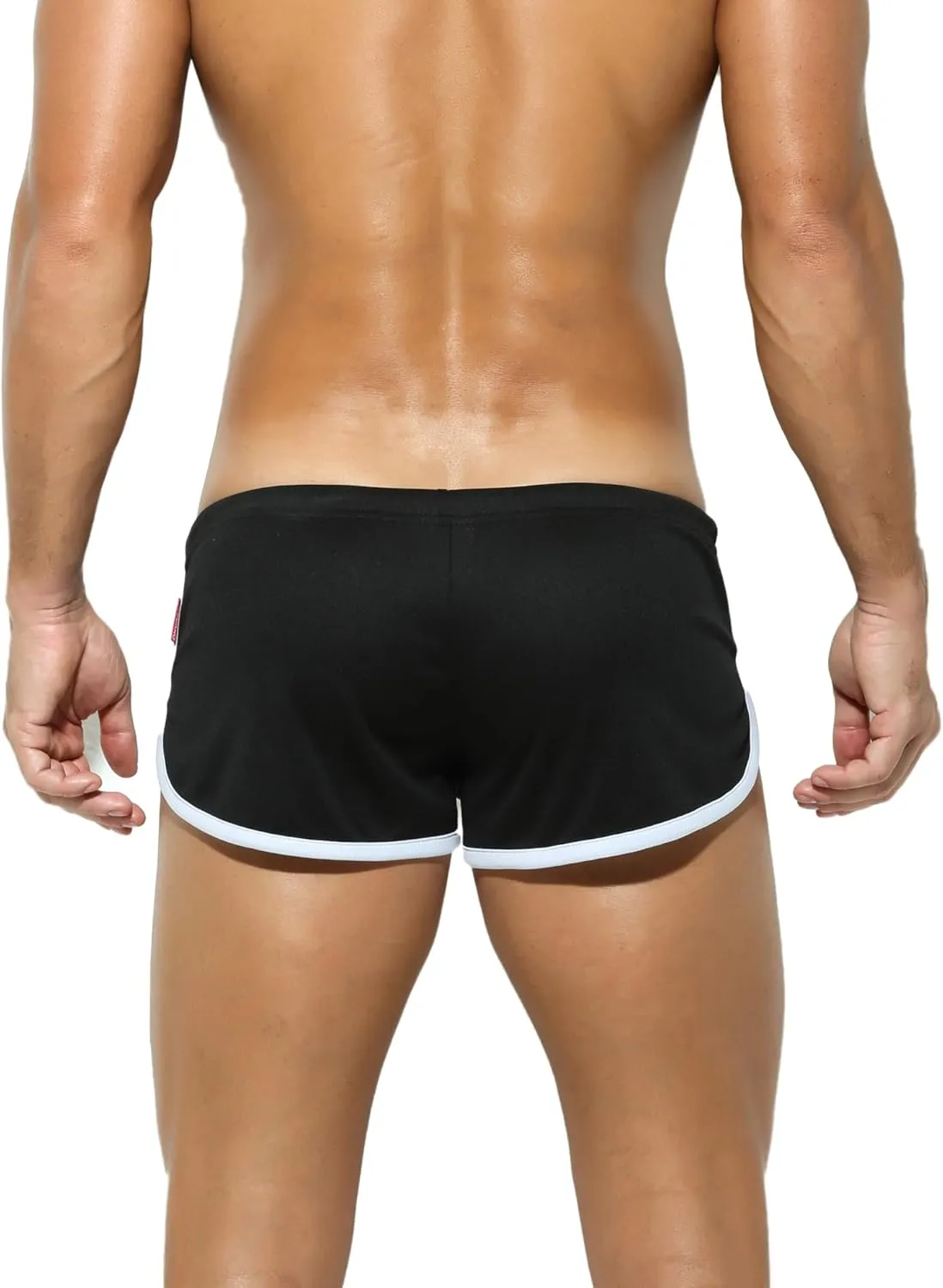 Men's Athletic Short Split Side Booty Short Bottoms for Running Gym Workout with Pouch