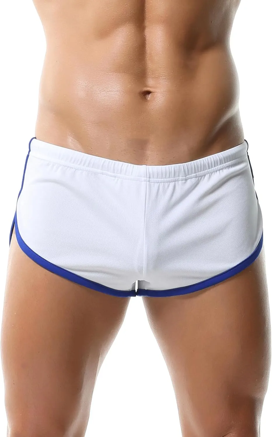 Men's Athletic Short Split Side Booty Short Bottoms for Running Gym Workout with Pouch