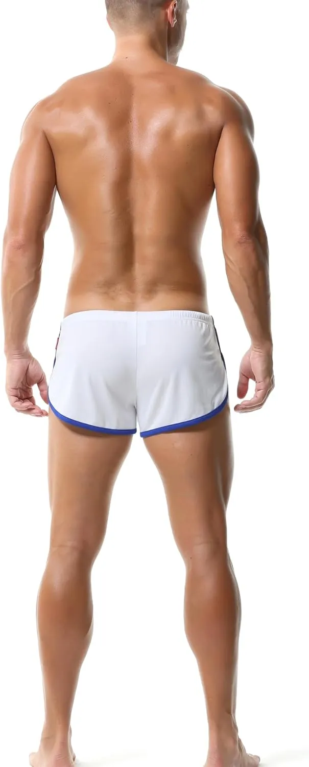 Men's Athletic Short Split Side Booty Short Bottoms for Running Gym Workout with Pouch