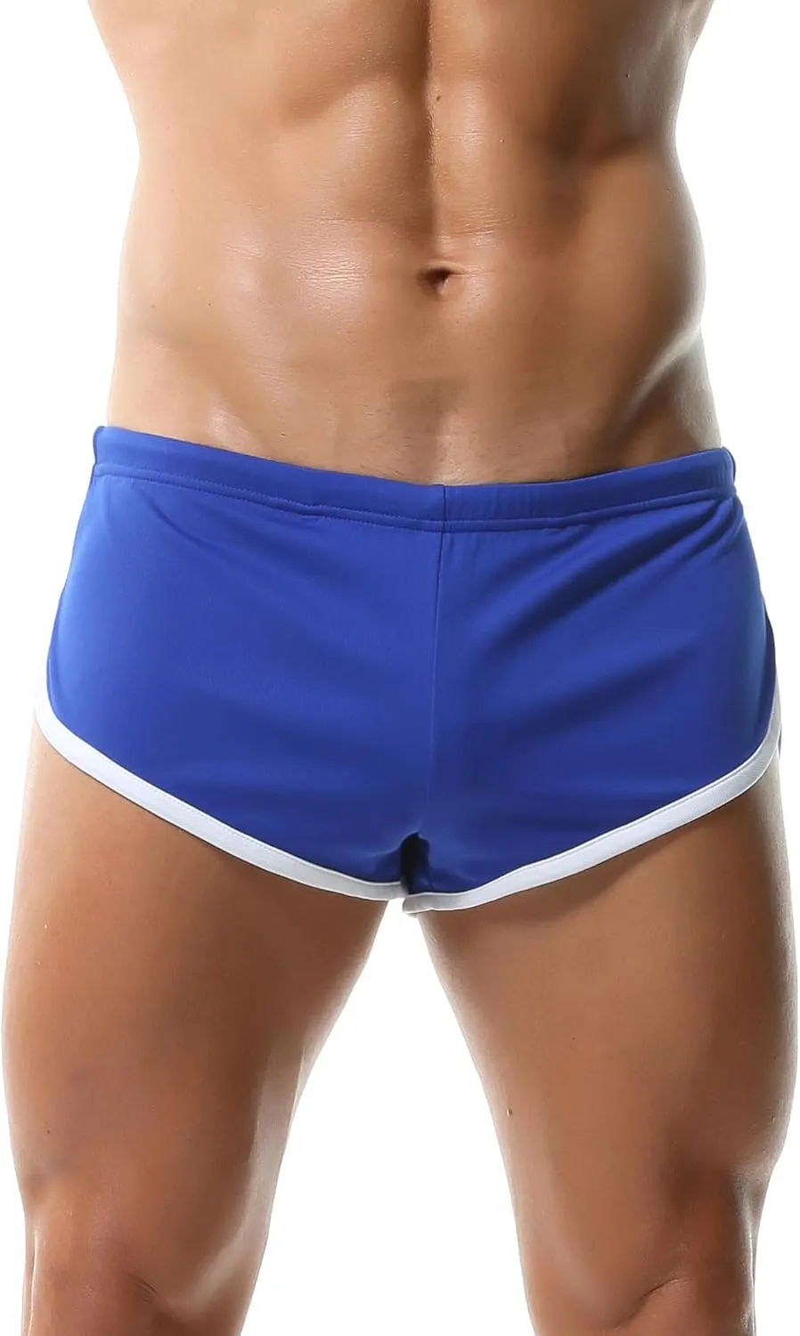 Men's Athletic Short Split Side Booty Short Bottoms for Running Gym Workout with Pouch