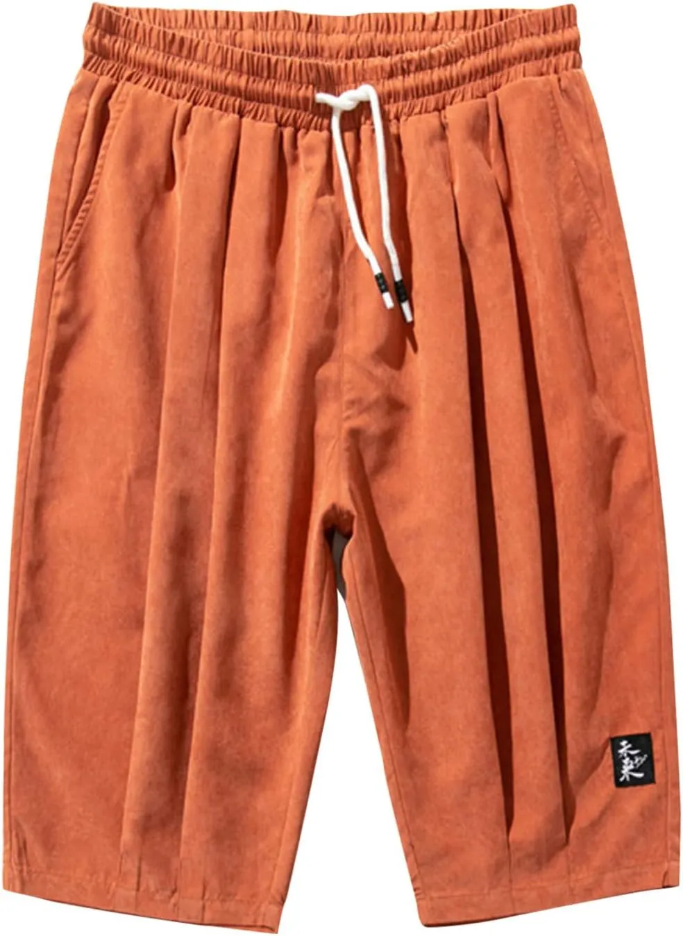 Men's Casual Shorts 3/4 Jogger Capri Pants Breathable Elastic Waist Below Knee Short Pants with Pockets Yoga Harem Pants