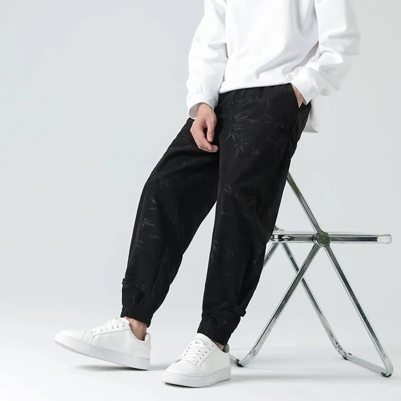 Men's Sweatpants Casual Elastic Waist Chinese Ankle Corduroy Pants