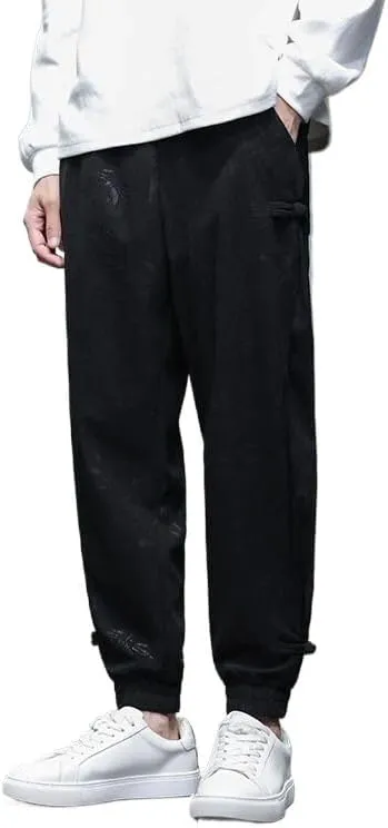 Men's Sweatpants Casual Elastic Waist Chinese Ankle Corduroy Pants