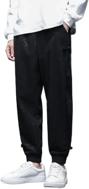 Men's Sweatpants Casual Elastic Waist Chinese Ankle Corduroy Pants