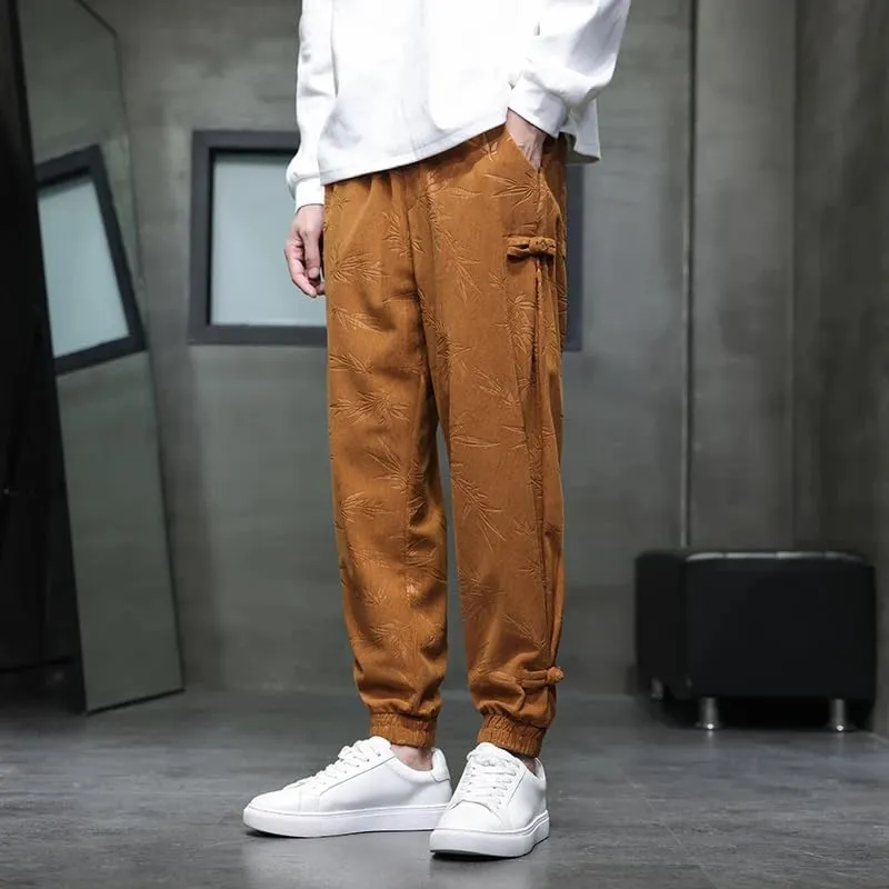 Men's Sweatpants Casual Elastic Waist Chinese Ankle Corduroy Pants