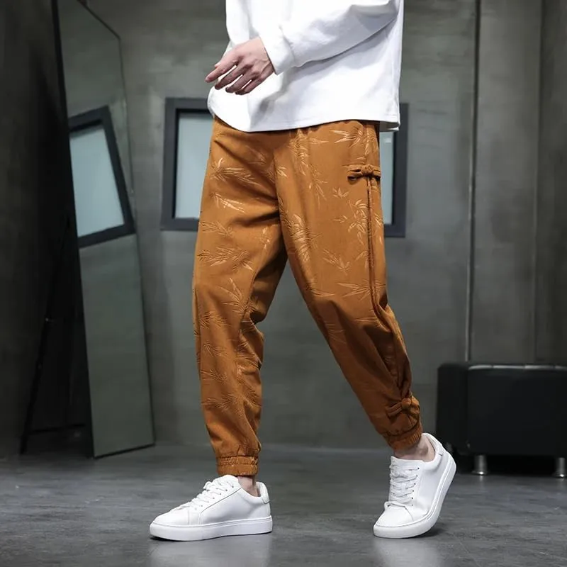 Men's Sweatpants Casual Elastic Waist Chinese Ankle Corduroy Pants