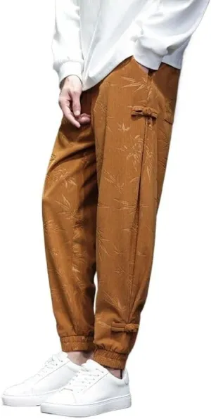 Men's Sweatpants Casual Elastic Waist Chinese Ankle Corduroy Pants